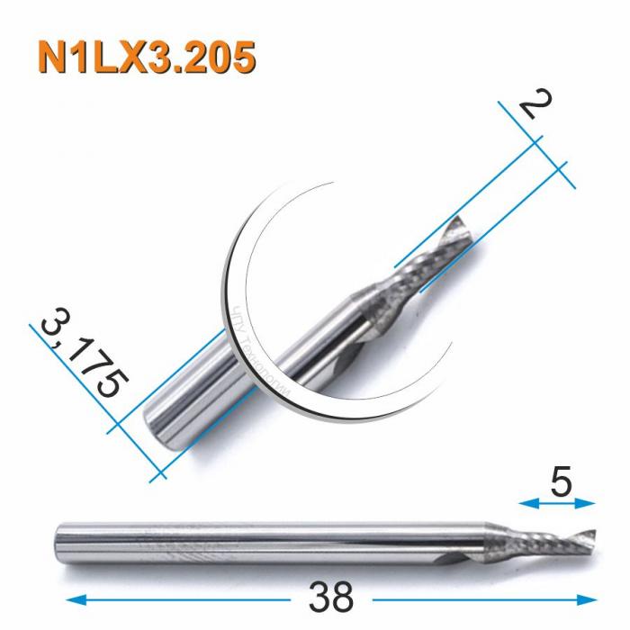 Фреза спиральная однозаходная DJTOL N1LX3.205