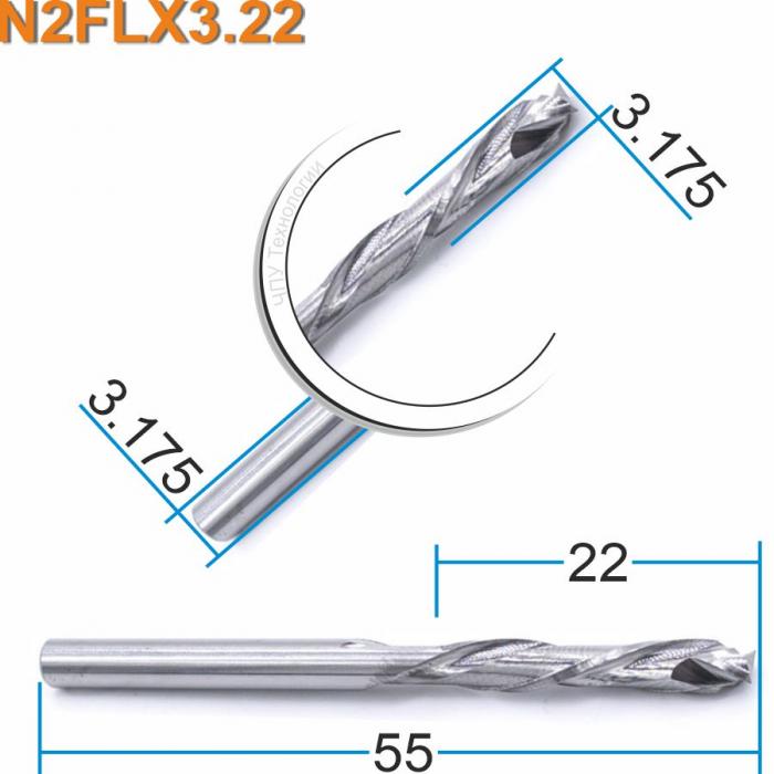 Фреза компрессионная двухзаходная DJTOL N2FLX3.22