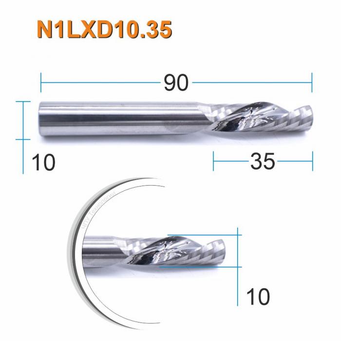 Фреза спиральная однозаходная стружка вниз DJTOL N1LXD10.35