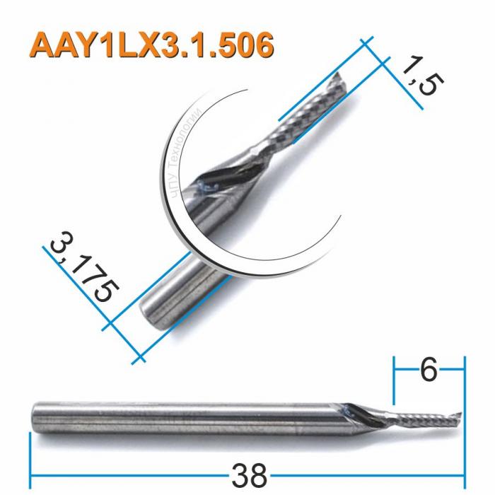 Фреза спиральная однозаходная DJTOL AAY1LX3.1.506