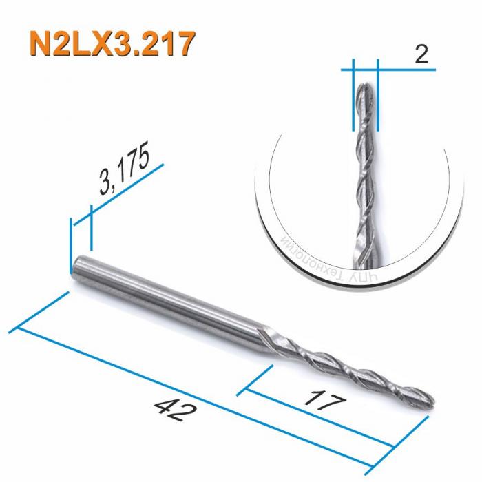 Фреза спиральная двухзаходная DJTOL N2LX3.217