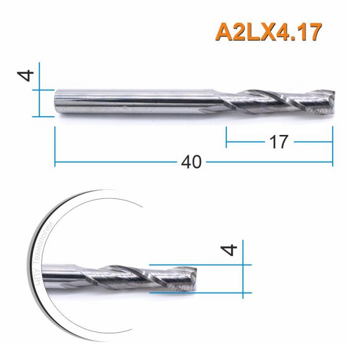 Фреза спиральная двухзаходная DJTOL A2LX4.17