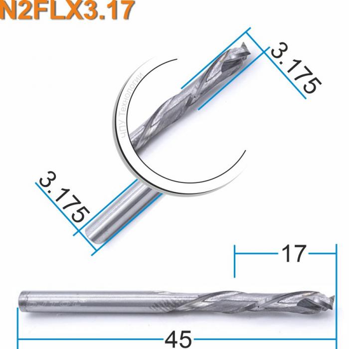 Фреза компрессионная двухзаходная DJTOL N2FLX3.17