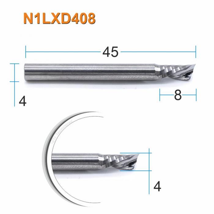 Фреза спиральная однозаходная стружка вниз DJTOL N1LXD408