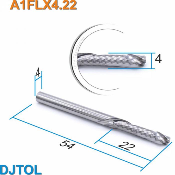 Фреза компрессионная однозаходная DJTOL A1FLX4.22