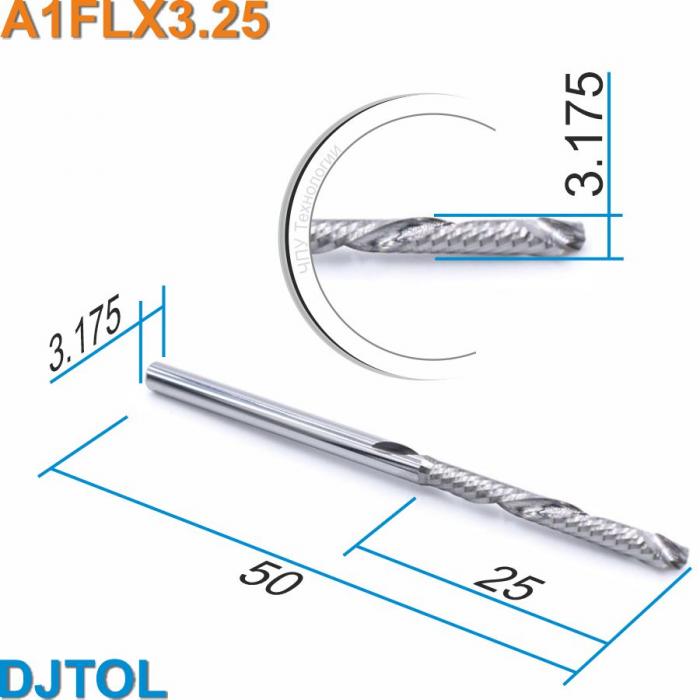 Фреза компрессионная однозаходная DJTOL A1FLX3.25