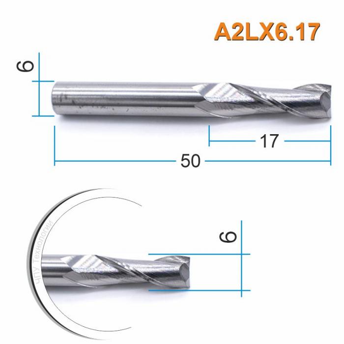 Фреза спиральная двухзаходная DJTOL A2LX6.17