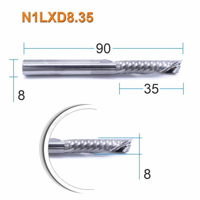 Фреза спиральная однозаходная стружка вниз DJTOL N1LXD8.35
