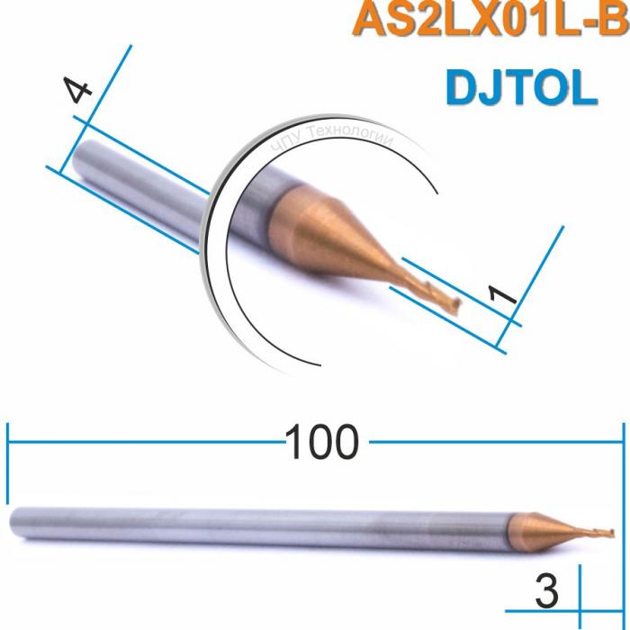 Фреза спиральная двухзаходная с покрытием AlTiN DJTOL AS2LX01L-B