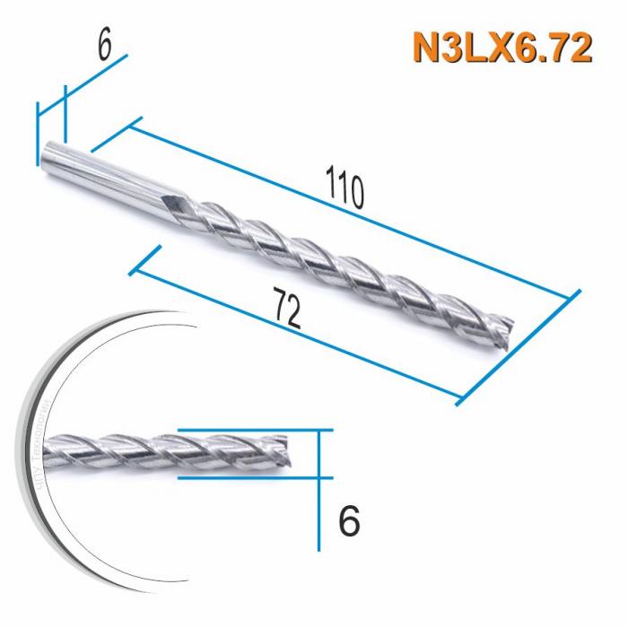 Фреза спиральная трехзаходная DJTOL N3LX6.72