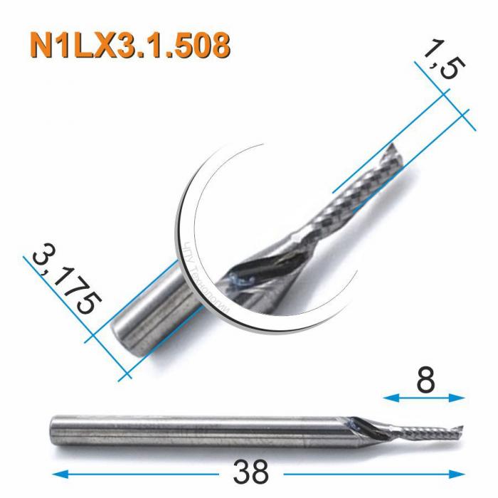 Фреза спиральная однозаходная DJTOL N1LX3.1.508