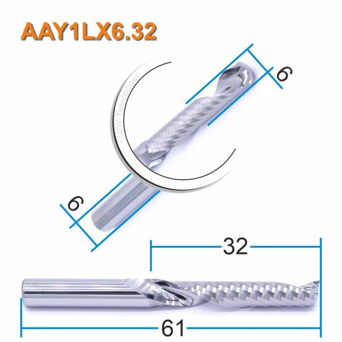 Фреза спиральная однозаходная DJTOL AAY1LX632